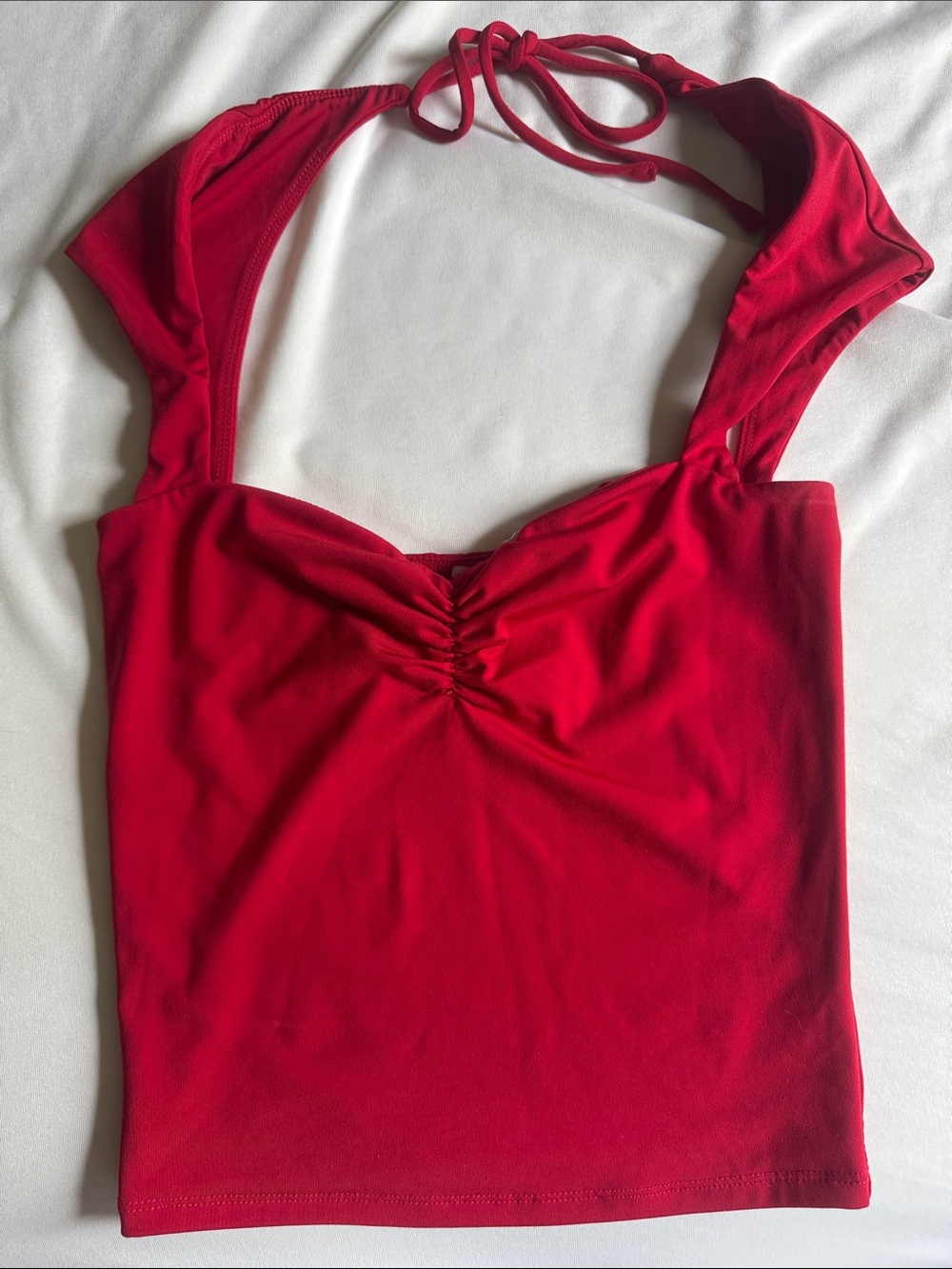 Garage Red Ruched Sweetheart Top